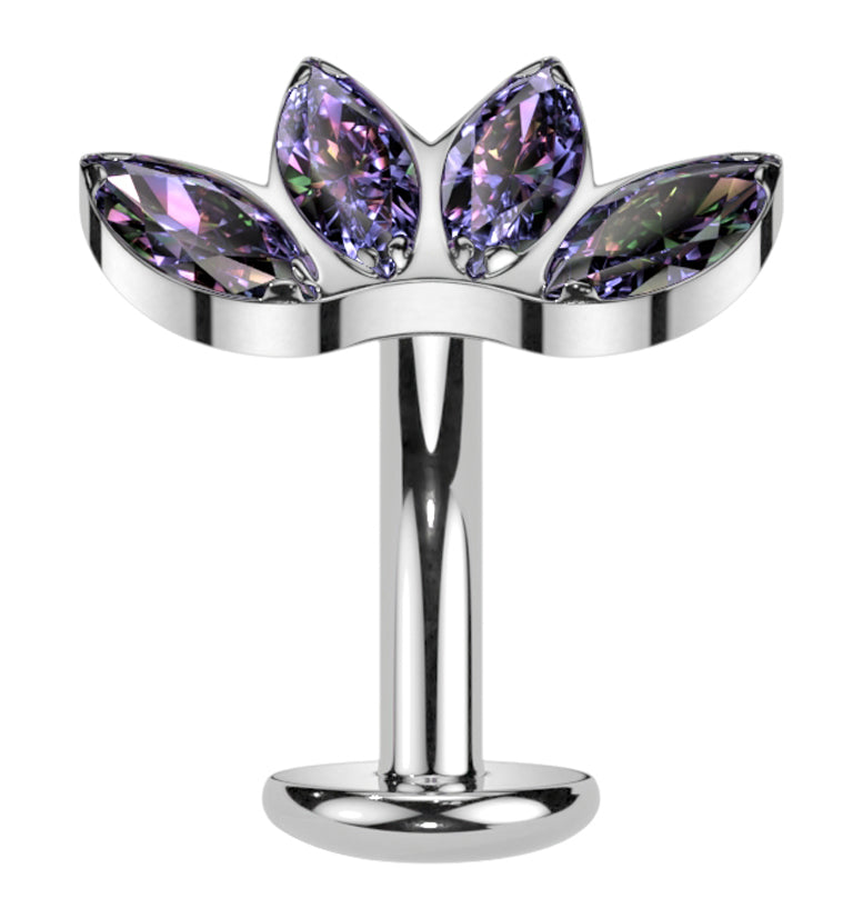 Contessa Black Aurora CZ Titanium Threadless Floating Belly Button Ring (Convex Disk)