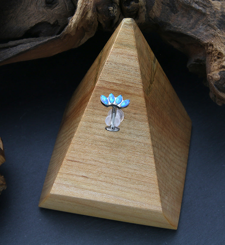 Contessa Blue Opalite Titanium Threadless Floating Belly Button Ring (Convex Disk)