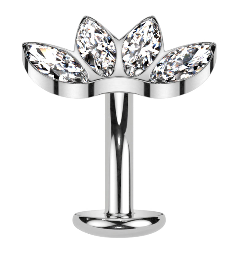 Contessa Clear CZ Titanium Threadless Floating Belly Button Ring (Convex Disk)