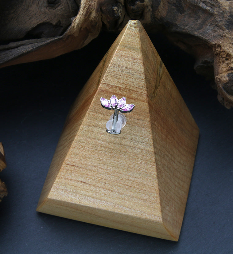 Contessa Pink CZ Titanium Threadless Floating Belly Button Ring (Convex Disk)