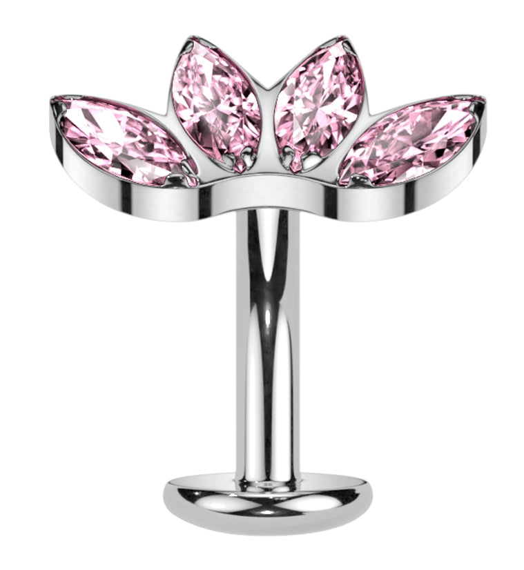 Contessa Pink CZ Titanium Threadless Floating Belly Button Ring (Convex Disk)