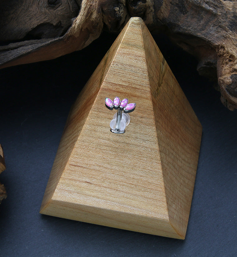 Contessa Pink Opalite Titanium Threadless Floating Belly Button Ring (Convex Disk)