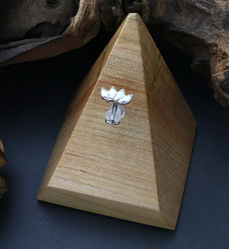 Contessa Rainbow Aurora CZ Titanium Threadless Floating Belly Button Ring (Convex Disk)