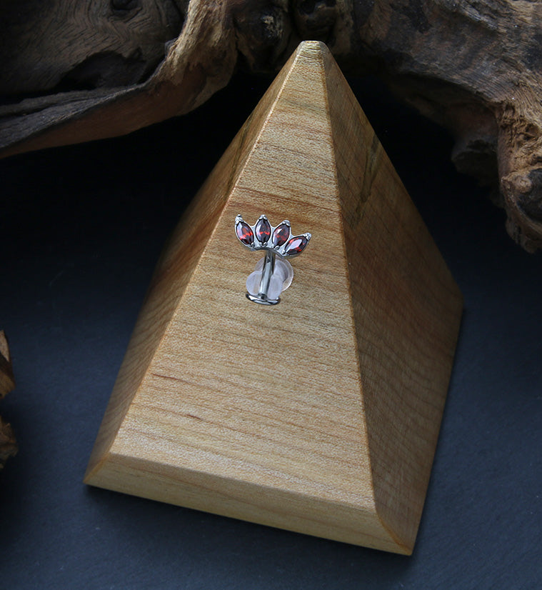 Contessa Red CZ Titanium Threadless Floating Belly Button Ring (Convex Disk)