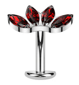 Contessa Red CZ Titanium Threadless Floating Belly Button Ring (Convex Disk)