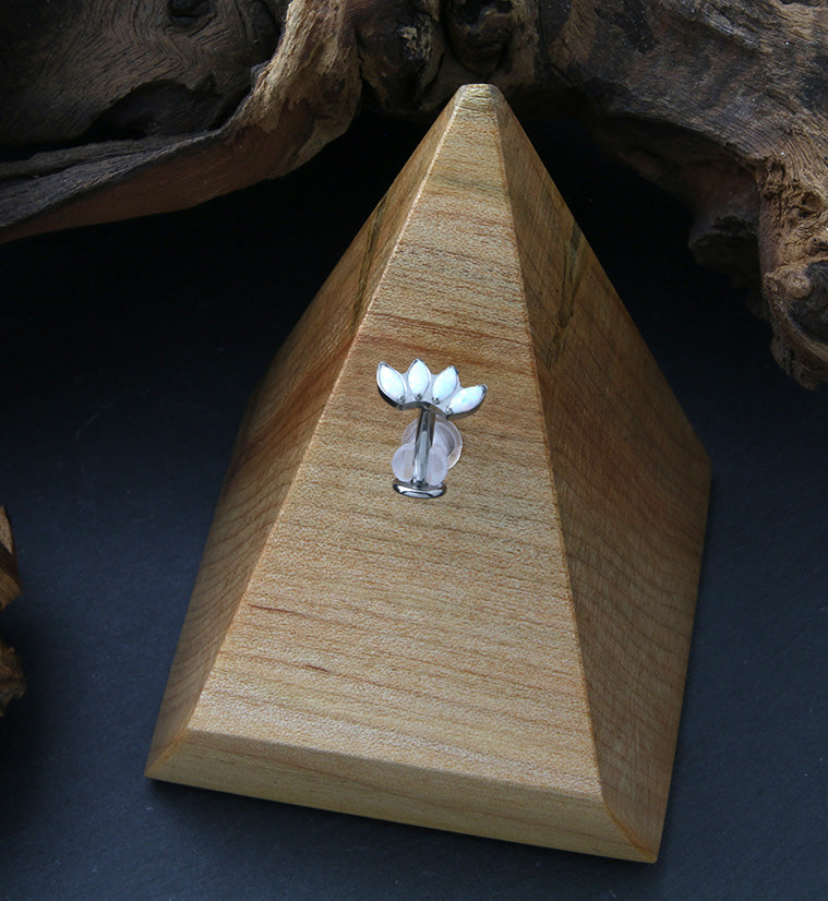 Contessa White Opalite Titanium Threadless Floating Belly Button Ring (Convex Disk)