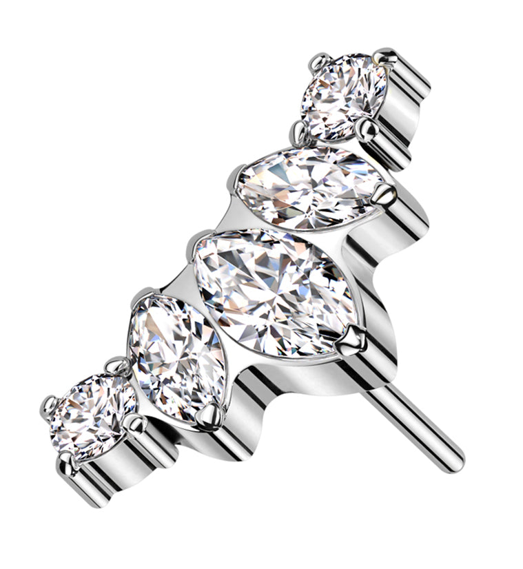 Coronal Clear CZ Threadless Titanium Top