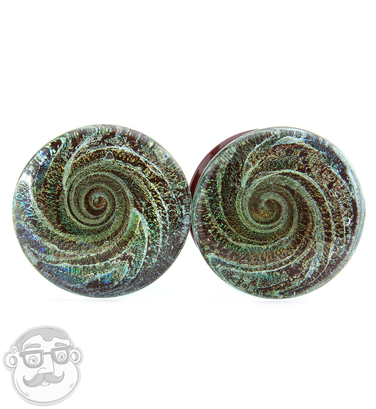 Maroon Cosmic Spiral Glass Plugs