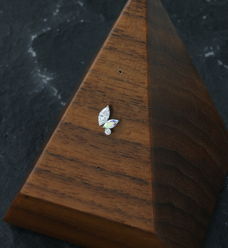 Coterie Rainbow Aurora CZ Threadless Titanium Top