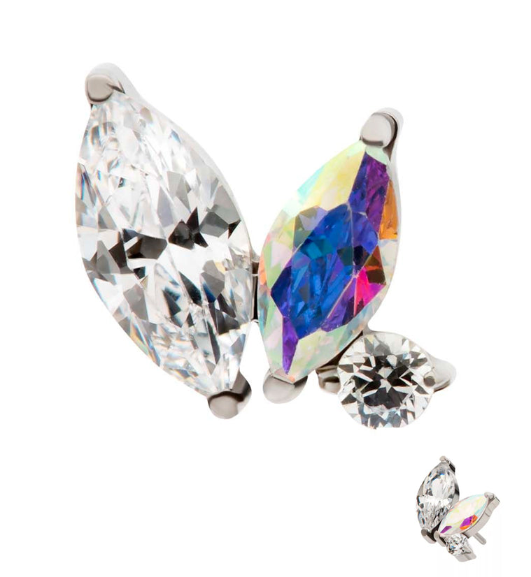 Coterie Rainbow Aurora CZ Threadless Titanium Top