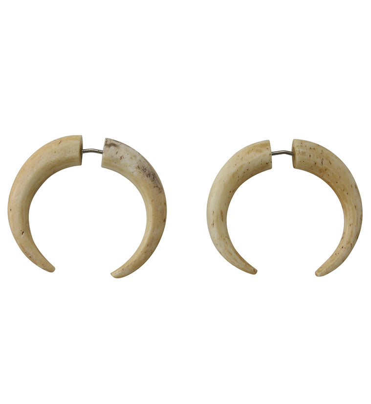 Cow Bone Fake Gauge Horseshoe Tribal Earrings