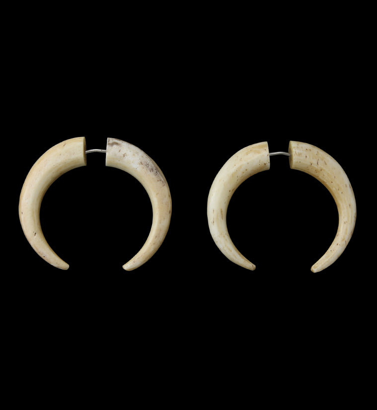 Cow Bone Fake Gauge Horseshoe Tribal Earrings