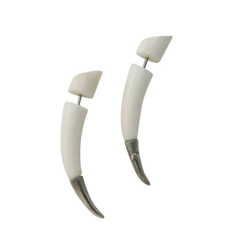 Cow Bone Fake Gauge Tapers Tribal Earrings