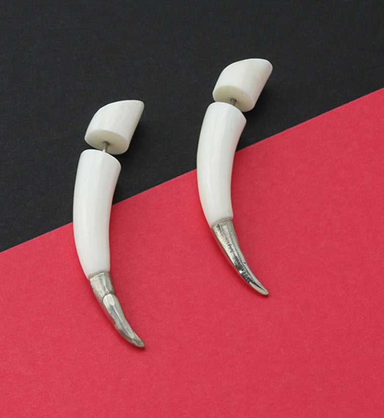 Cow Bone Fake Gauge Tapers Tribal Earrings