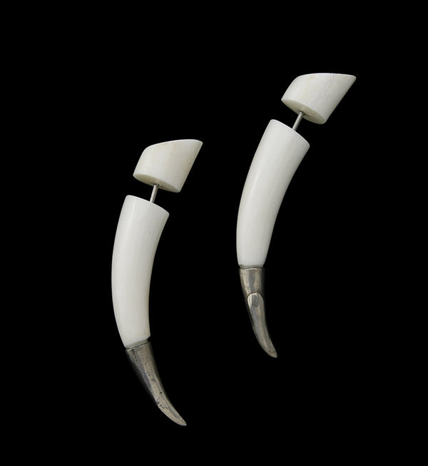 Cow Bone Fake Gauge Tapers Tribal Earrings