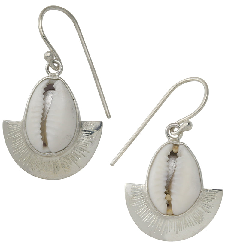 Cowrie Shell Sterling Silver Earrings