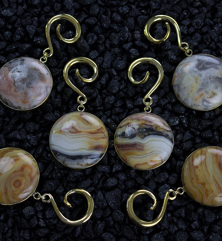 Grand Crazy Lace Agate Stone Hanging Ear Weights