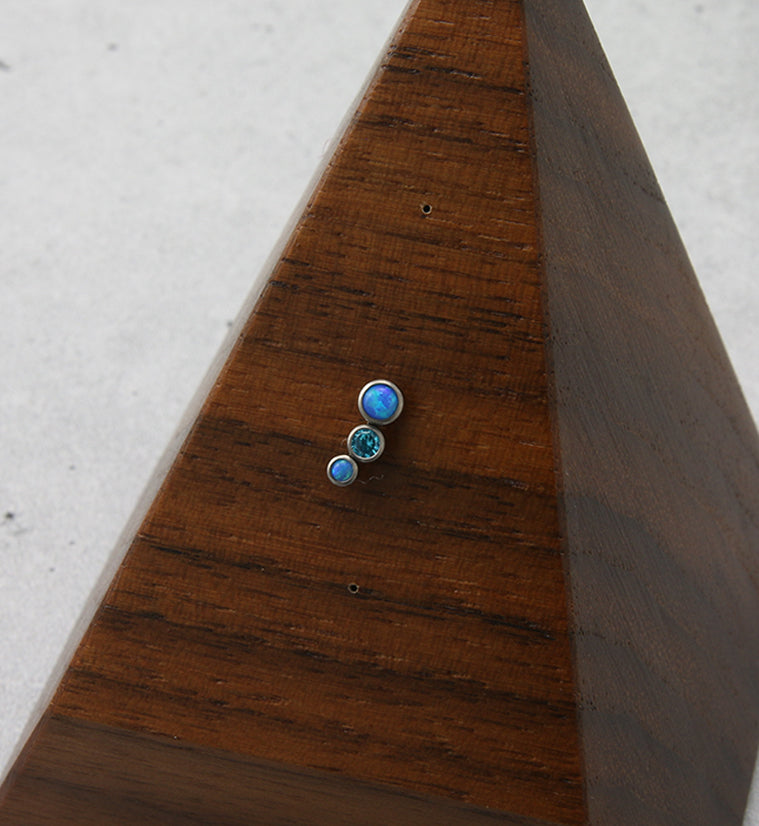 Crescendo Topaz CZ and Blue Opalite Threadless Titanium Top