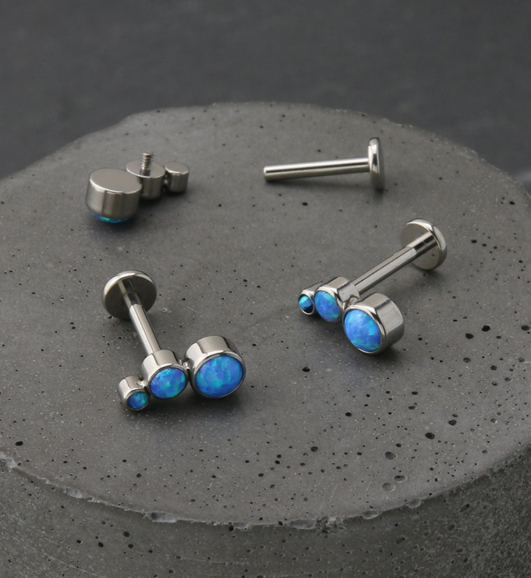 Crescendo Blue Opalite Titanium Internally Threaded Labret