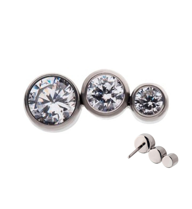 Crescendo CZ Threadless Titanium Top