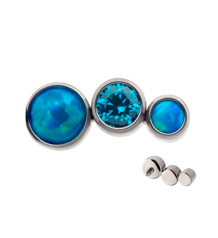 Crescendo Topaz CZ and Blue Opalite Internally Threaded Titanium Top