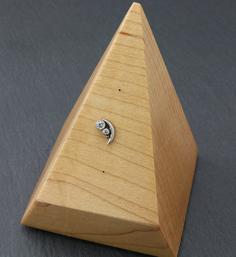 Crescent Dual Clear CZ Threadless Titanium Top