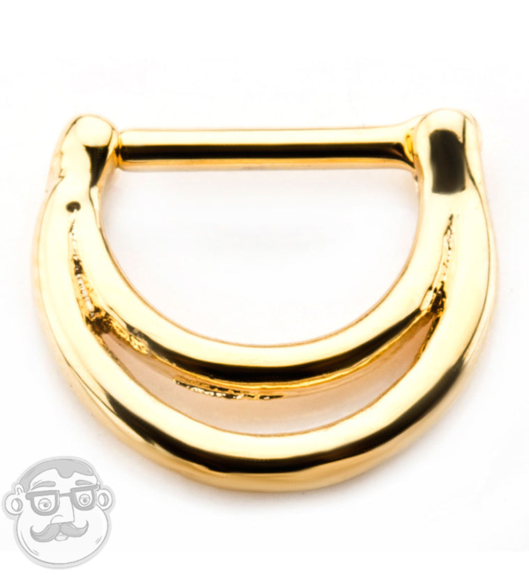 16G Crescent PVD Gold Stainless Steel Septum Clicker