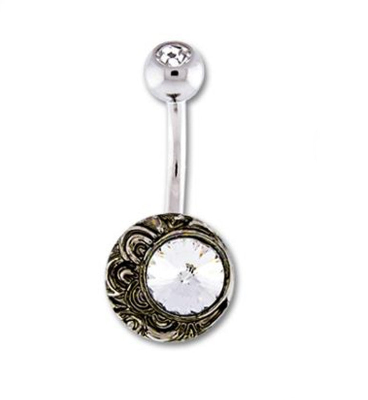 Crescent Moon CZ Belly Ring