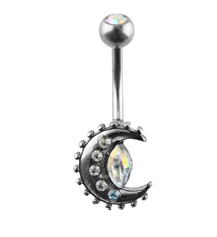 Glitz Crescent Moon Belly Button Ring