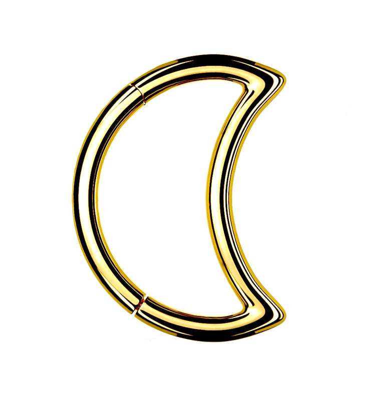 Crescent Moon Gold PVD Hinged Clicker Ring