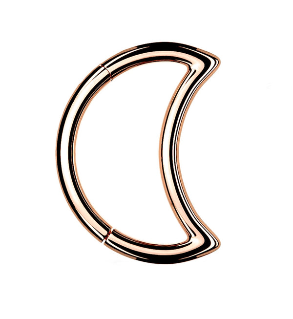 Crescent Moon Rose Gold PVD Hinged Clicker Ring