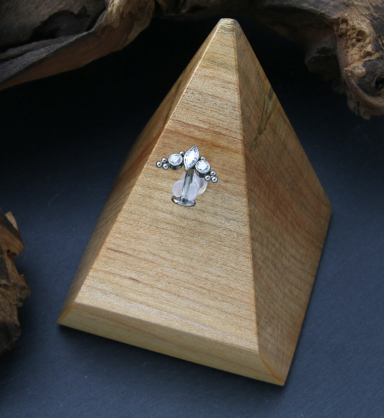 Crest Clear CZ Titanium Threadless Floating Belly Button Ring (Convex Disk)