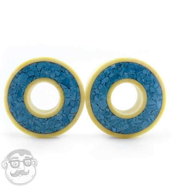 Crocodile Wooden Tunnels with Crushed Turquoise Stone Inlay