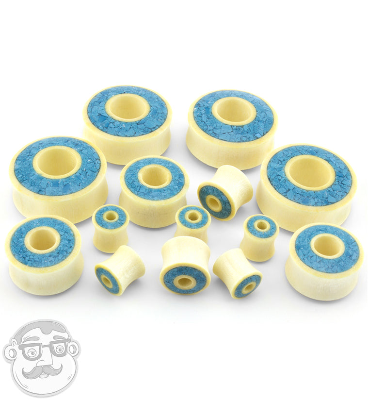 Crocodile Wooden Tunnels with Crushed Turquoise Stone Inlay