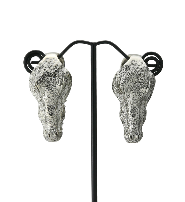 Crocodile White Brass Ear Weights