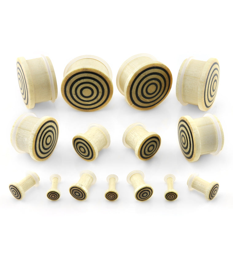 Single Flare Crocodile Wood Plugs with Triple Target Inlay
