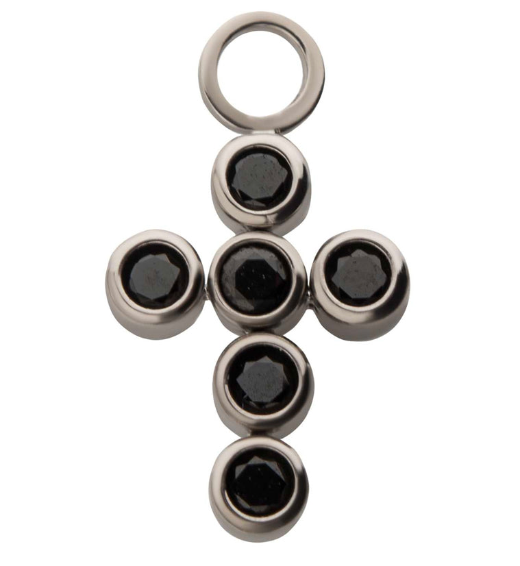 Cross Black CZ Titanium Charm