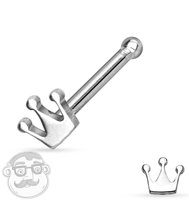 20G Crown Stainless Steel Nose Ring Stud
