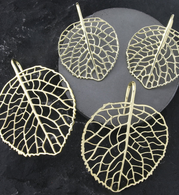 Crystal Anthurium Leaf Brass Hangers