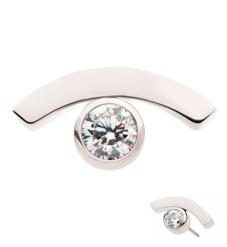 Bezel Less. Top Curve Bezel CZ Threadless Titanium Top