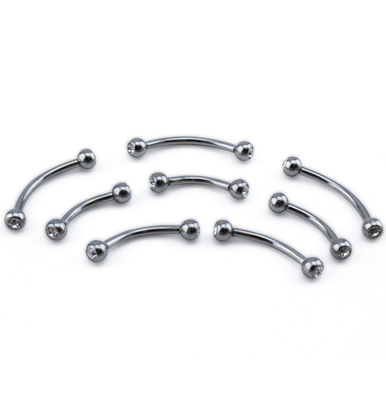 Internally Threaded Stainless Steel CZ Curved Barbell