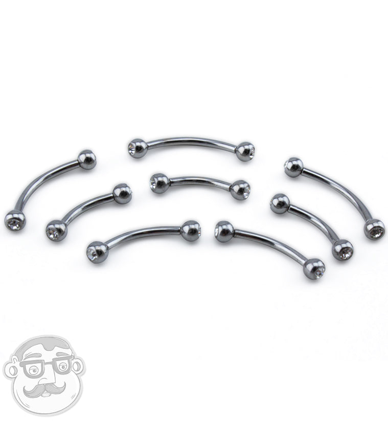 Internally Threaded Stainless Steel CZ Curved Barbell