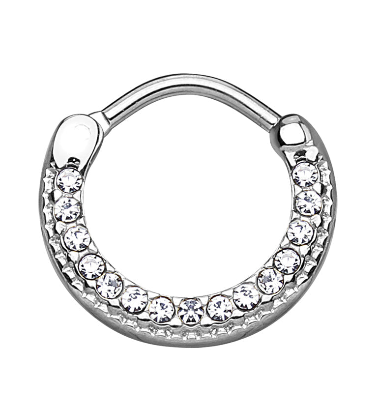 16G Curve Top CZ Edge Stainless Steel Septum Clicker