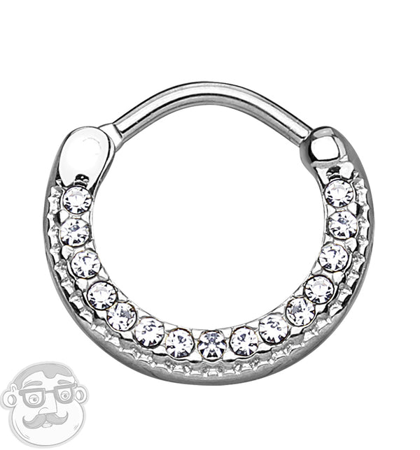 16G Curve Top CZ Edge Stainless Steel Septum Clicker