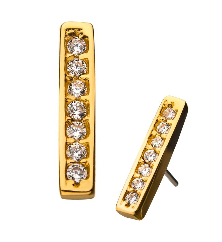 14kt Gold CZ Bar Threadless Top