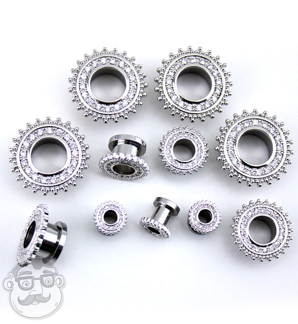 Stainless Steel CZ Beaded Shield Tunnels