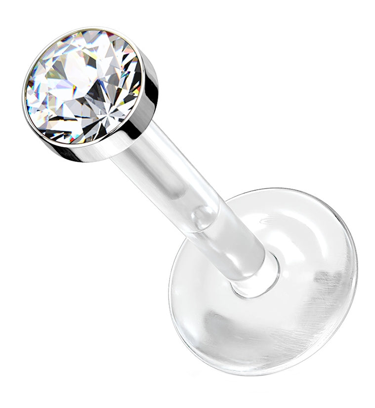 16G Clear CZ Bioflex Labret Post