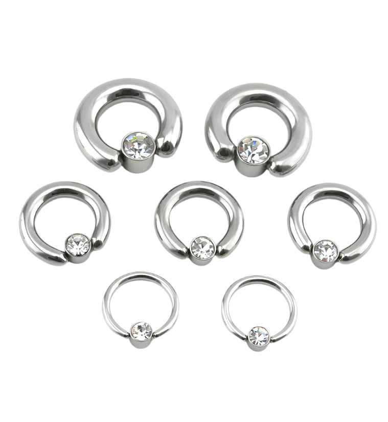 Clear CZ Flat Disk Captive Ring