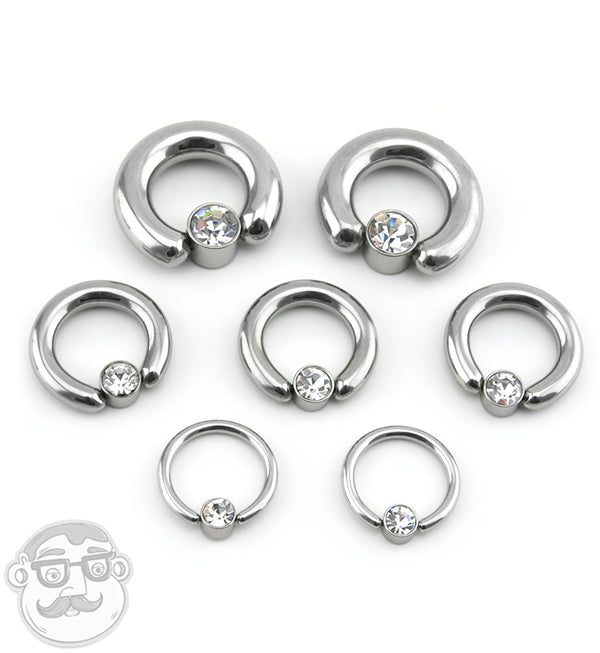 Clear CZ Flat Disk Captive Ring