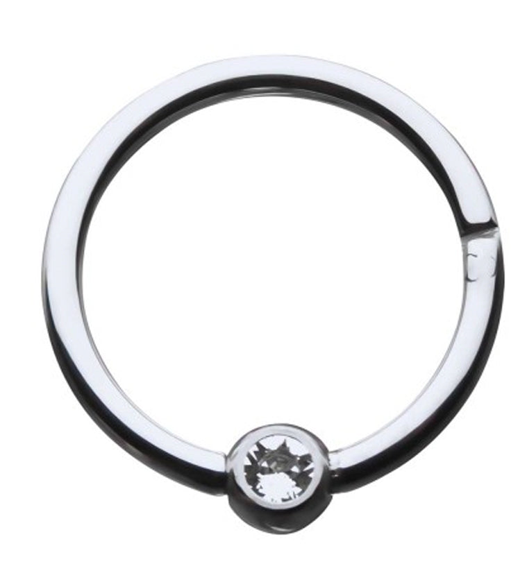 18G - 16G Titanium Cubic Zirconia Hinged Segment Captive Ring